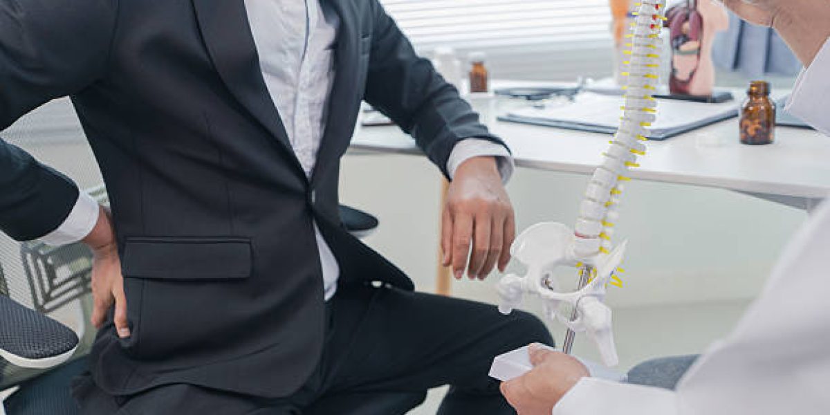 Medical, Hospital, Healthcare Clinic, Healthcare, Elderly, Back Pain, General Practitioner at Hospital, Listening to Male Patient Complaining About Health Problems