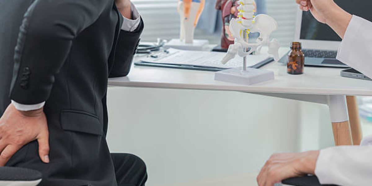 Medical, Hospital, Healthcare Clinic, Healthcare, Elderly, Back Pain, General Practitioner at Hospital, Listening to Male Patient Complaining About Health Problems